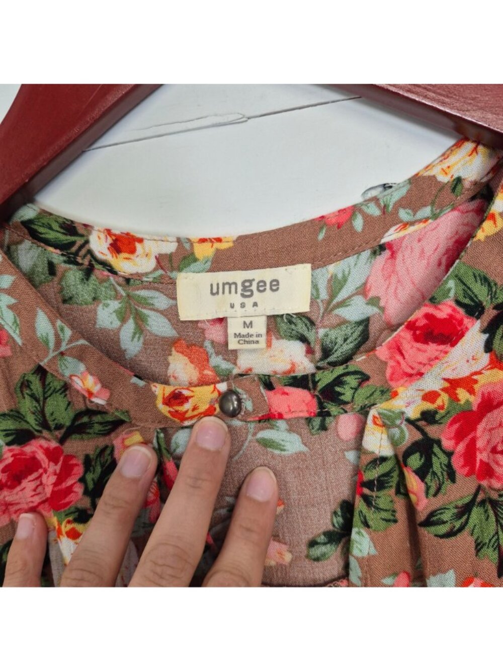 Umgee Women's Floral Cold Shoulder Tunic Dress With Lace Hem Size M - Picture 3 of 8